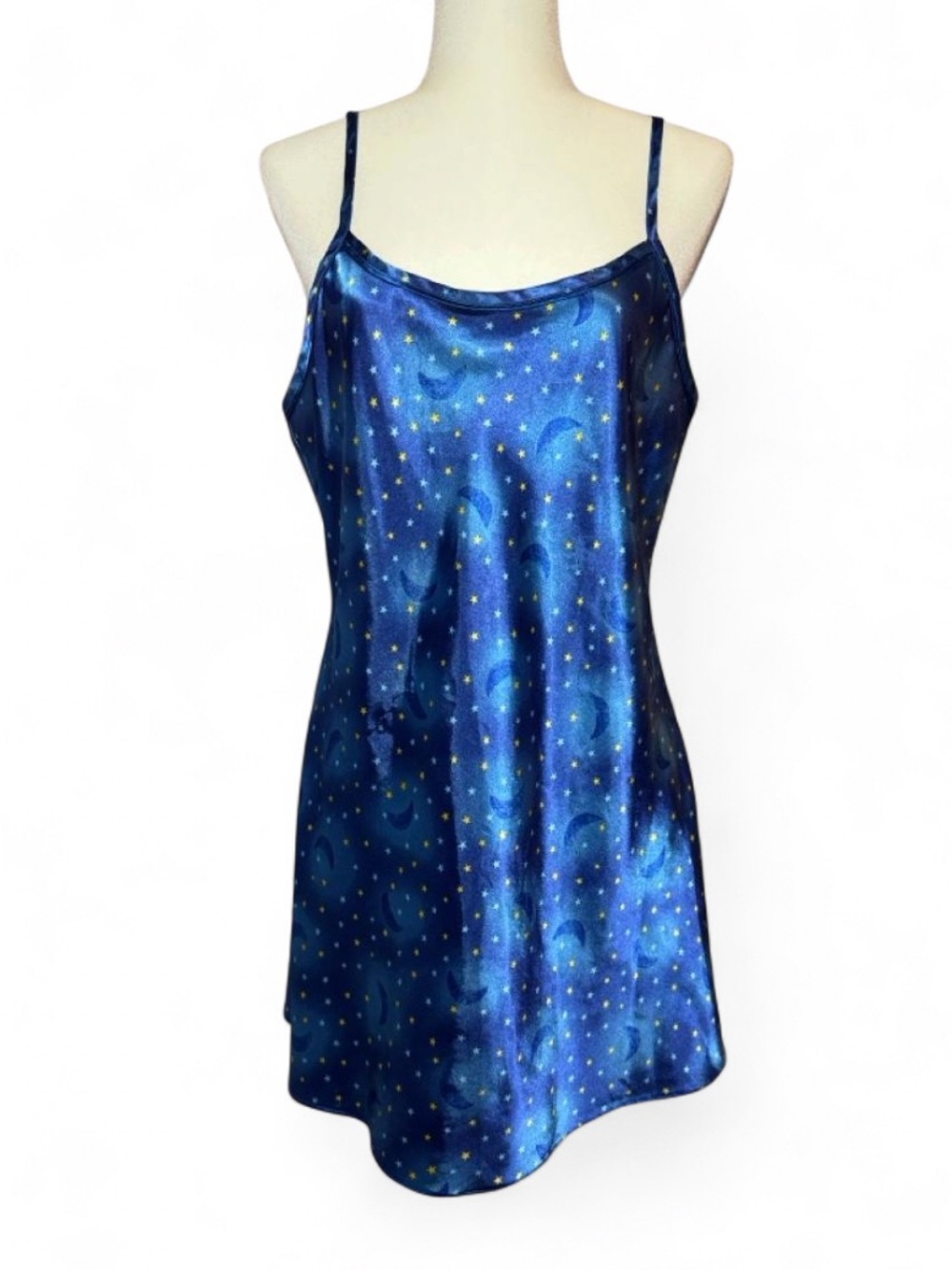 RARE vintage Satin Moon & Stars Slip Dress - Blue